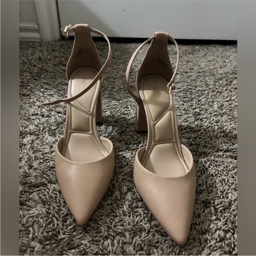 Aldo Beige Ankle Strap Heels